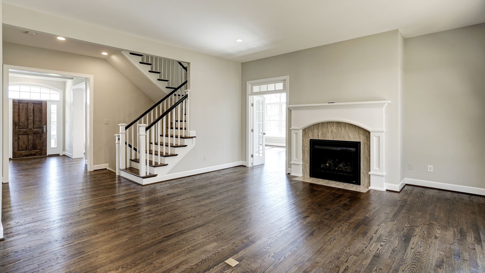 The Family Room in the Grayson on Fallsgate Homesite 4. Some optional features shown.