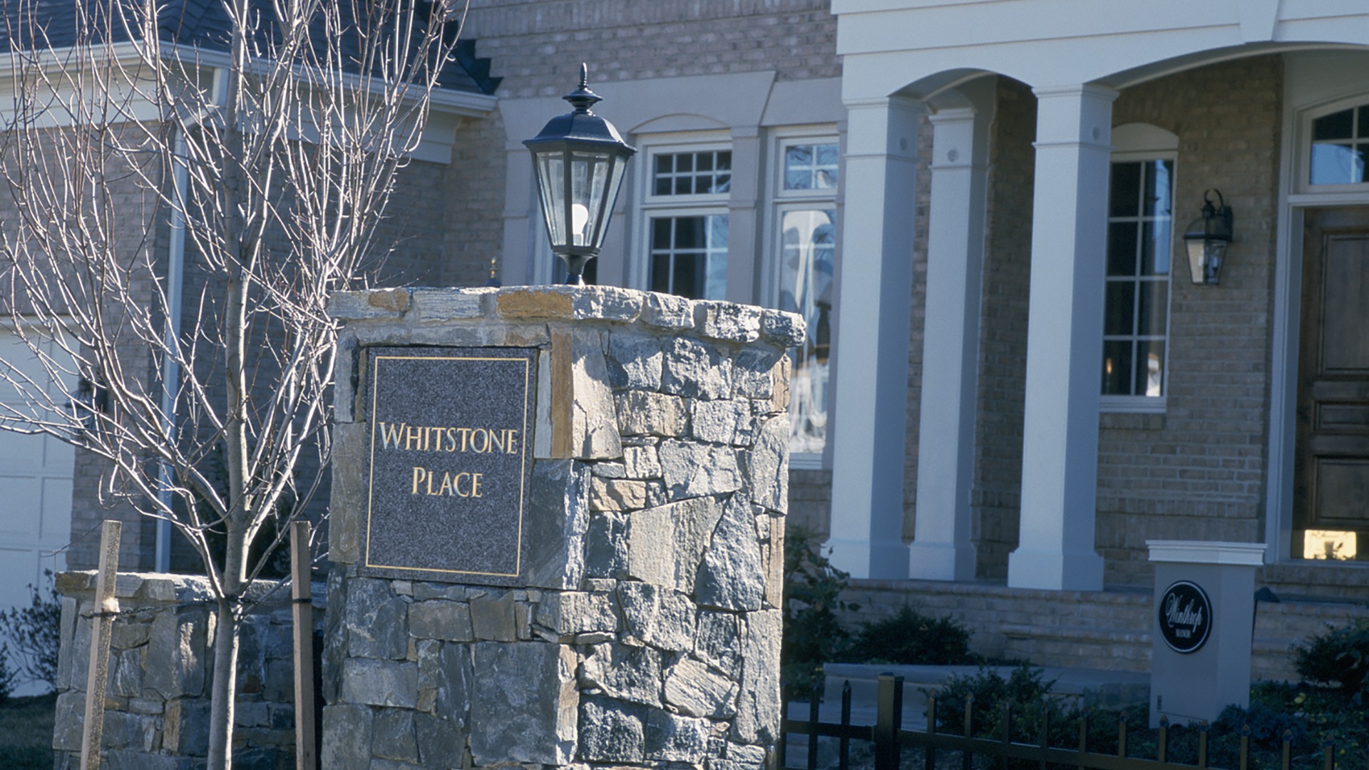 On each home at One Cameron Place was a stone monument, creating an elegant themescape.