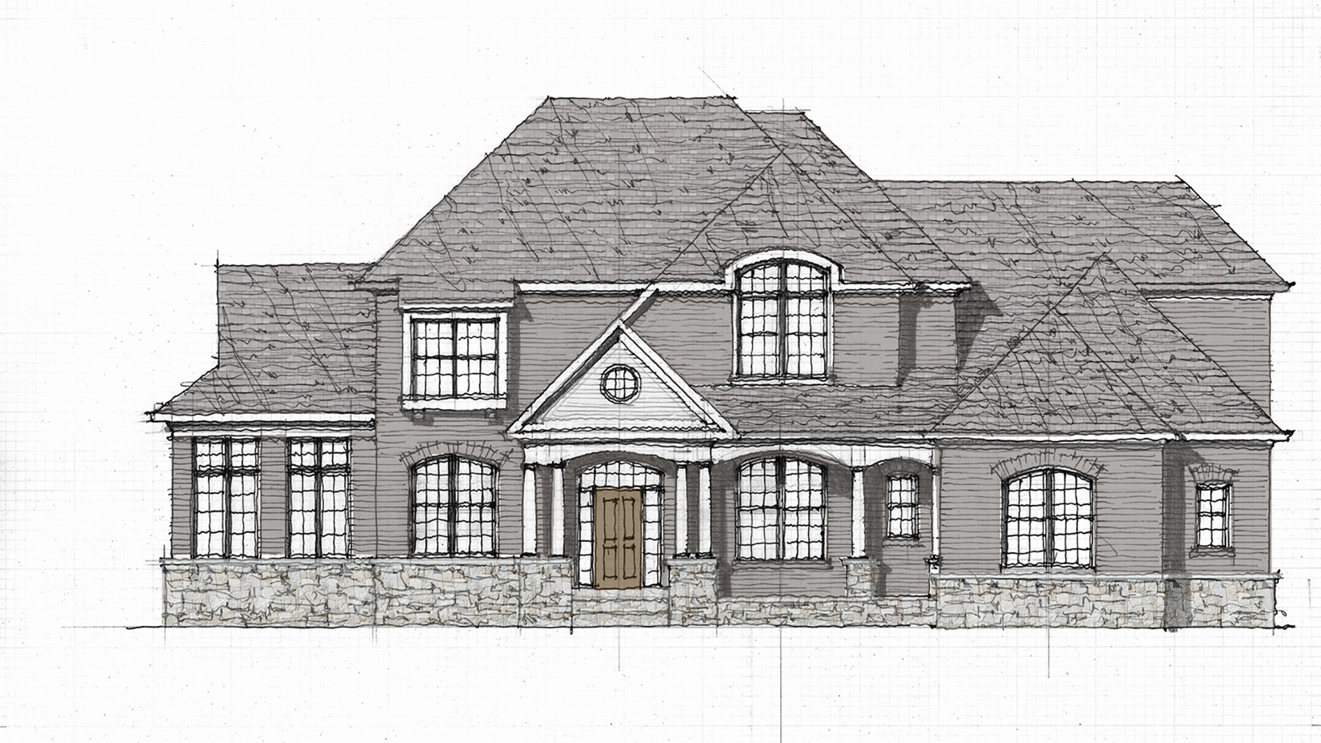 This is a rendering of a color package for the custom elevation designed for the home on Seneca Green Way.