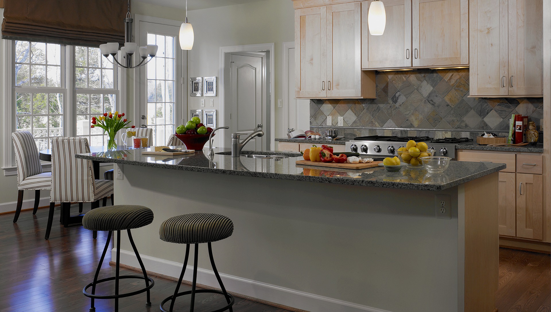 The Kitchen and Morning Room in our Ashcroft model in Brambleton. Some options shown.