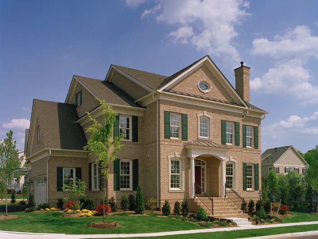 The Front Elevation of the Brentwood model in Brambleton. Some options shown.