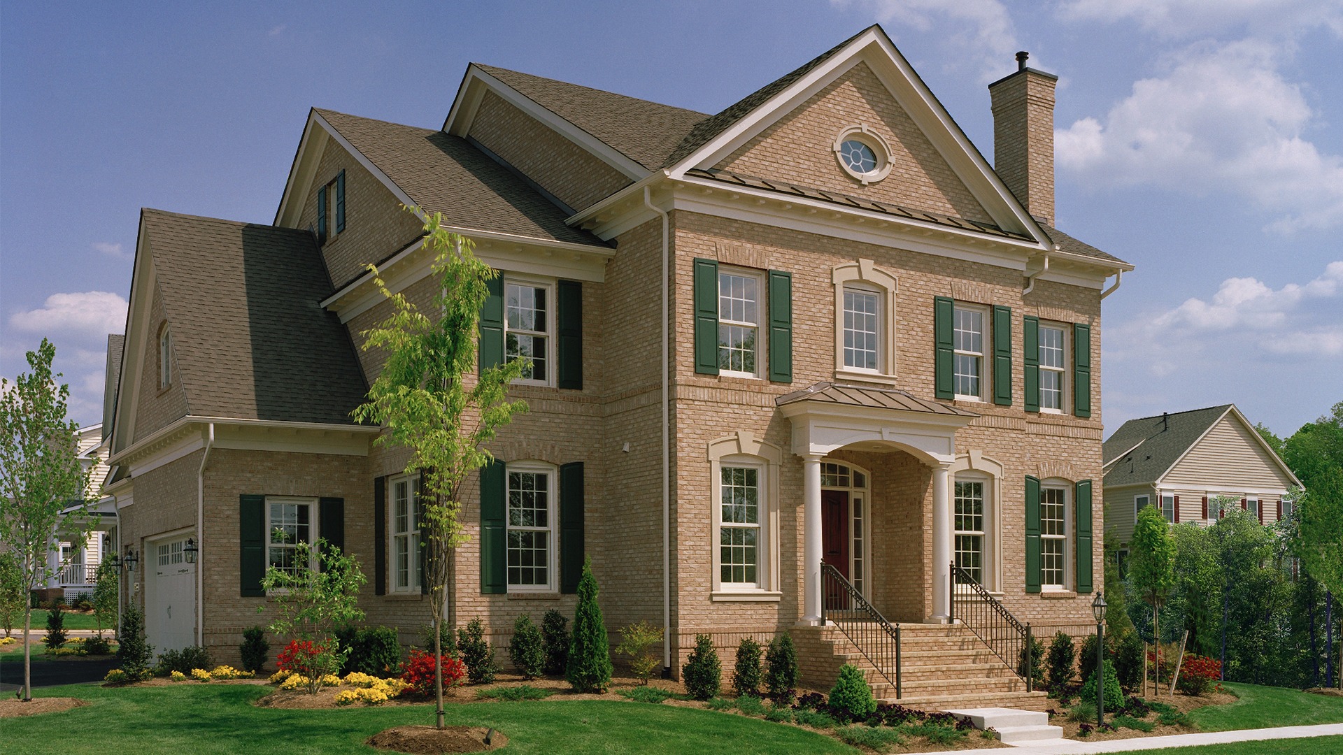 The Front Elevation of the Brentwood model in Brambleton. Some options shown.