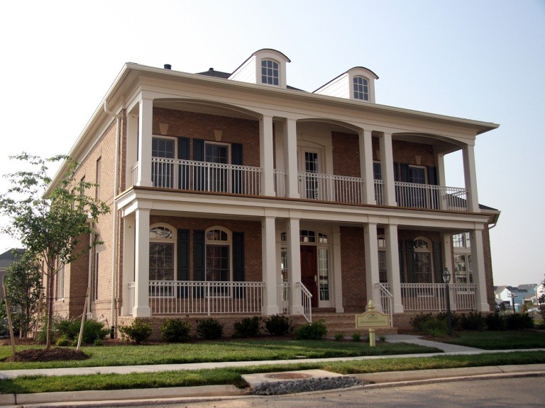 The Front Elevation of the Hampton model in Brambleton. Some options shown.