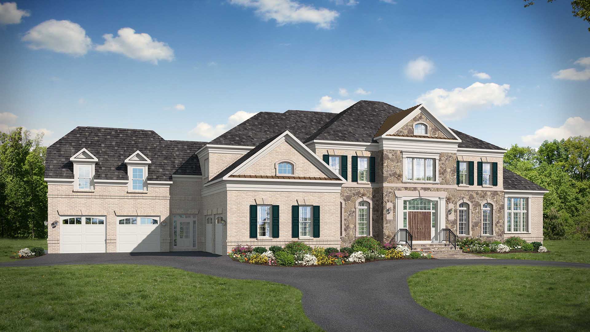 A rendering of the exterior elevation of a Gulick | One home built on Leigh Mill, prior to construction.