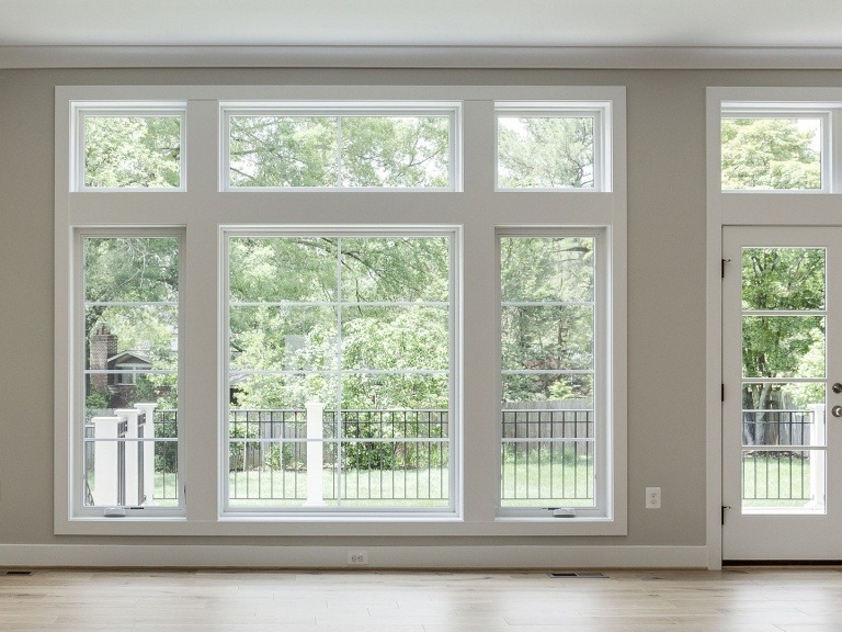 This home has a relatively flat yard, so you can look out into your back yard from the main level.